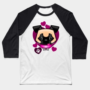 Pug Love Pink Baseball T-Shirt